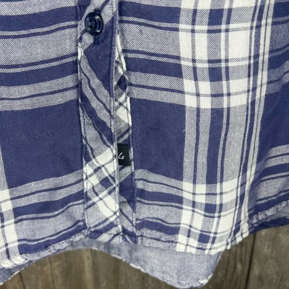 Rails Kendra Plaid Flannel Button Front Shirt Chambray Lined in Indigo sz M - Picture 7 of 14